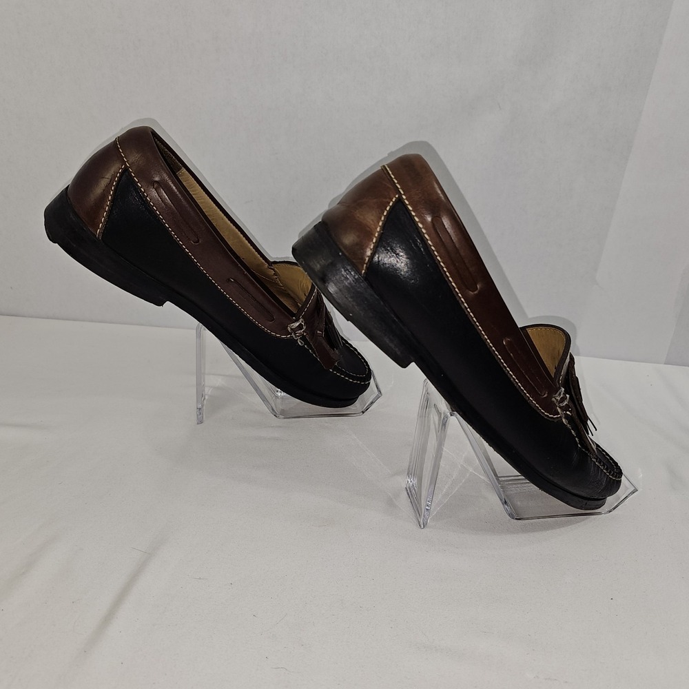 Cole Haan Loafers Mens 9.5D Black Brown Leather Kiltie Tassel Mexico Vintage - Picture 4 of 8